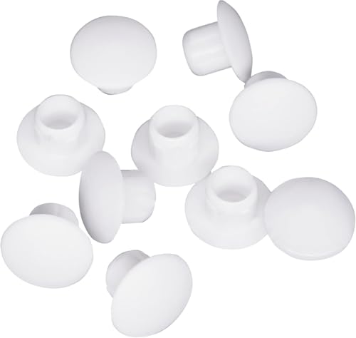 Image of (Pack of 20) White Plastic Hole Plugs 0.39 inch x 0.24 inch (10 x 6 mm), Drill Hole Cover Caps, Furniture Hole Plug, Screw Hole Plugs