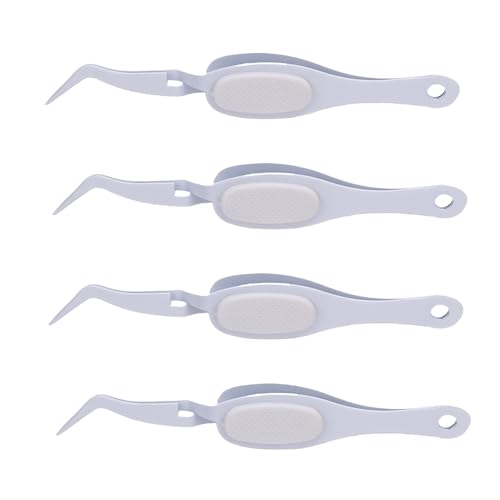 4Pcs Reverse Grip Fine Tip Tweezer, Long Lasting Elasticity Comfortable to Grip Wide Usage Multifunctional Curved Craft Tweezers for Craft Beading