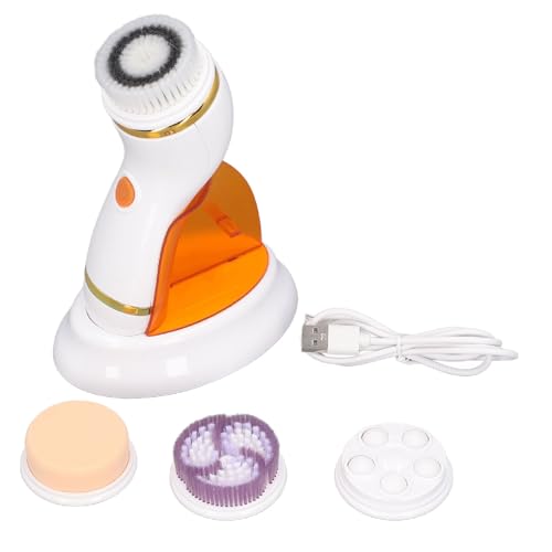 Escova de limpeza facial, esfoliante facial com 3 cabeças, escova de limpeza à prova d'água de rota