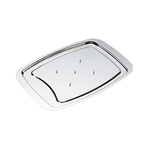 MasterClass Stainless Steel Spiked Carving Tray, 38 x 26.5cm, Silver Cover