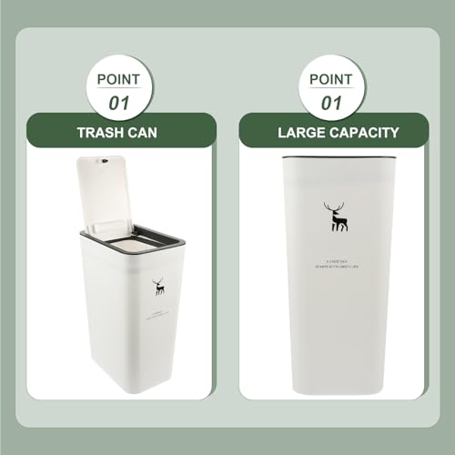 Valiclud caneca de basura blanca con tapa 10L estilo nórdico miniatura 6