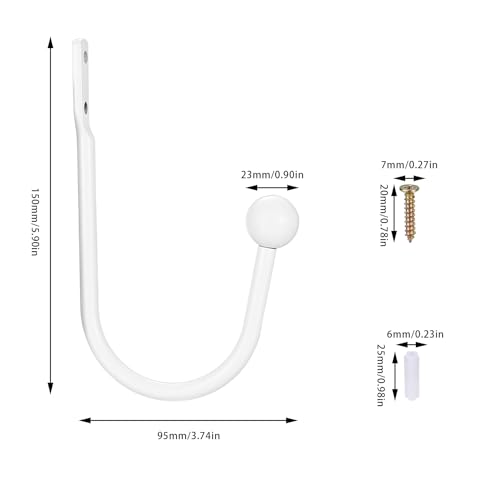 XxinXrongMetal Curtain Holdbacks, 2 Pcs Curtain Drapery Holdbacks, Curtain Tieback Hooks, Wall Mounted Window Curtain Holder Hooks, Drapery Holdbacks for Fixed Curtain or Hanging Items (white) - Image 2