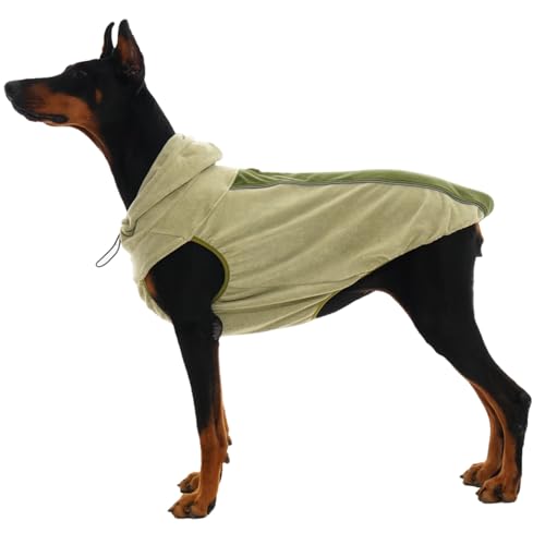 IECOii Great Dane Fleece Dog Sweater, Extra Large Dog Fleece Sweater for Giant Breeds Dogs Turtlenck, Cozy Warm Dogs Hoodie with Leash Hole, Fall Winter Walks Easily, Machine Washable, Green