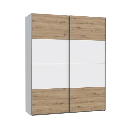 Homely | Armario de Puertas correderas DOMY 170 | Acabado Laminado sintético Color Roble Artisan/Blanco Mate | Medidas 170x61,2. Altura 210 cm. | Diseño Funcional