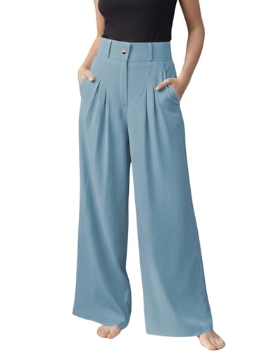 Image of GRECIILOOKS Trousers for Women High Waist | Wide Leg Trousers | Office Wear Pleated Korean Pants for Women's | Elegant Formal Pants