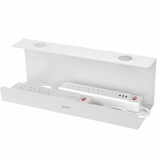 Image of VIVO Under Desk 17 inch Extra Deep Cable Management Tray, Power Strip Holder, Cord Organizer, Wire Tamer for Office and Home, White, DESK-AC16-1CW