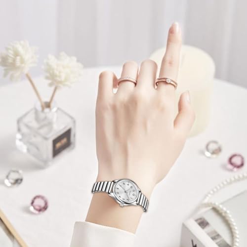 Image of LIGE Luxury Watches for Women Easy Reader Analog Ladies Waterproof Quartz Watches with Stainless Steel Case Wrist Watch