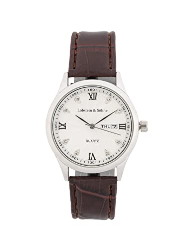 Lobstein & Söhne® Armbanduhr 12-Stunden Analog-Ziffernblatt, Wasserdicht bis 3 ATM, Verstellbarer Verschluss, inkl. Batterie und Verpackung, für Mode und Freizeit (Augstus - braun)