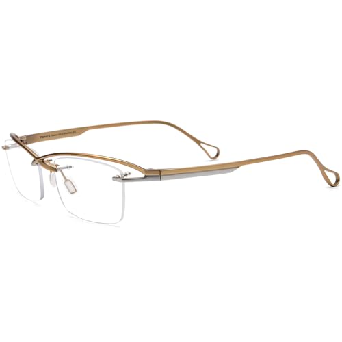 Image of FONEX Pure Titanium Glasses Frame Men Semi Rimless Square Eyeglasses Eyewear DTX416