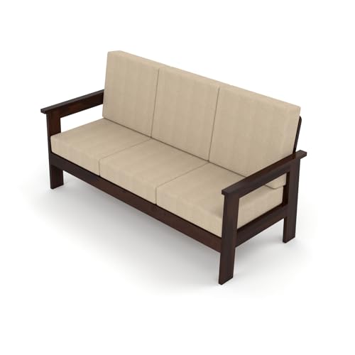 Image of Sheesham Wooden 3 Seater Sofa for Living Room | Solid Wood Sofa | Rosewood Sofa Set for Home & Office | Lounge (Walnut, 3 Seater)