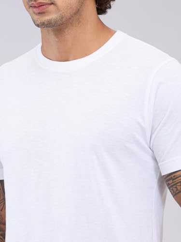 Image of Park Avenue Men Regular Fit Solid Pattern Pure Cotton Round Neck T-Shirt