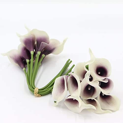 Shsycer 18Pcs Artificial Calla Lily Lilies Silk Flowers Arrangement For Home Garden Hotel Party Event Christmas Wedding Gift Decoration Artificial Flowers Calla Lily,Purple In White Foldable Stem #TOP4