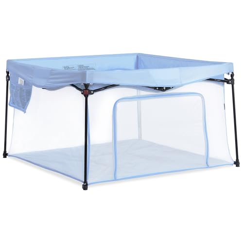 Image of Dream On Me Ziggy Playpen Only, Soft Base, Portable, 43.3in, Blue | Soft padded base, non-cross frame, foldable iron frame, 210D nylon, Ages 6-36mo, 30lbs, ASTM certified, Quick setup.