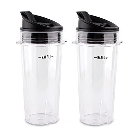 Anbige Replacement Parts for Ninja Blender, 16oz Cup with Lid Compatible with Ninja BL770 BL660 BL810 QB3000 All Pro 4 Tab Blenders (2 cups + 2 sip&seal lids) Cover