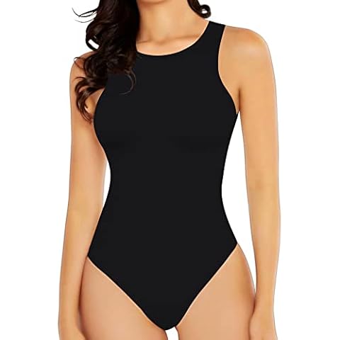 Allchic Womens Tank Bodysuits Tops Sexy Sleeveless Shirts Racer Back Basic Jumpsuits Cover