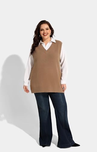Image of TIYOMI Plus Size Sweater Sleeveless Tops for Women Knitted Tank Tops XL-5XL