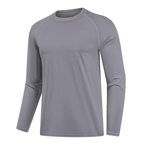 HYCOPROT Camiseta Manga Larga Hombre Transpirable Secado Rápido Playera Deportiva Absorbe Humedad Camisetas Entrenamiento Atletico Gimnasio Rendimiento Senderismo Ciclismo Aire Libre Uso Casual