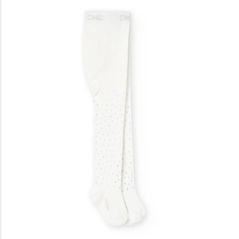 Boboli THICK TIGHTS WITH CRYSTAL GIRLS CREAM COLOR SIZES 6 MONTHS-6 YEARS4