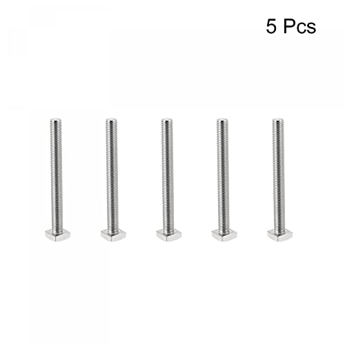 Image of uxcell Square Head Bolt, 5pcs M8x80mm Fully Thread 304 Stainless Steel Grade C Square Machine Screws