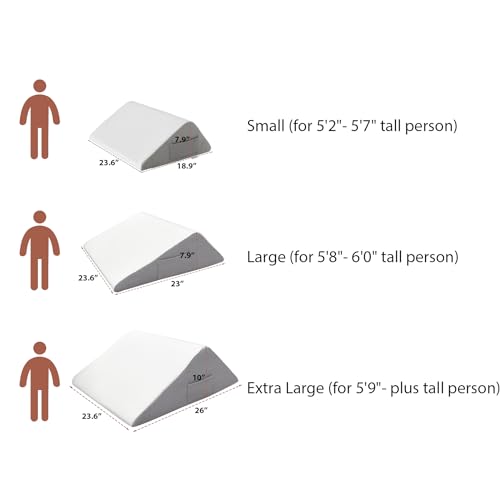 Knee Wedge Pillow, Memory Foam Leg Pillow Bed Wedge for Sleeping, Post Surgery Triangle Pillow Wedge for Knee Support, Leg Elevation, Knees Hip Back Pain Relief (23.6" x 26" x 10", Extra Large, White)