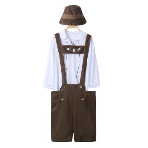 Traje de nailon Alemania Oktoberfest Baviera disfraces de cerveza bávara Disfraces de Halloween para hombre Traje de invierno (marrón, XL)