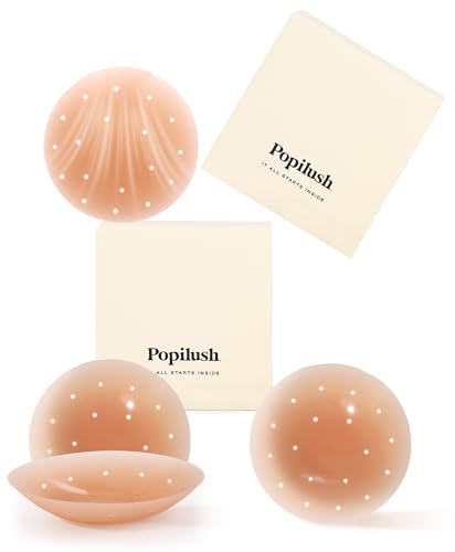 Image of Popilush Nipple Covers for Women Sticky Bra Silicone Adhesive - Breathable Invisible Reusable for Wedding, Backless Dresses
