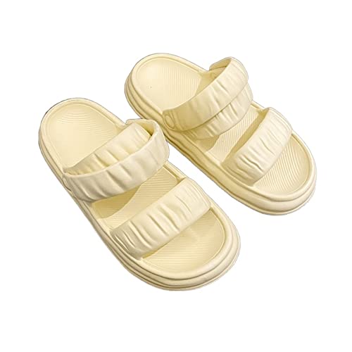 Beach Sandals Slippers Outdoor Two Wear Sandals Summer Home Home Slippers Summer Women Outer Slippers(Light Yellow,37/38)