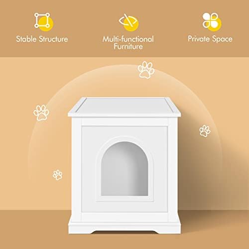 Yaheetech Large Cat Litter Box Enclosure, Wooden Hidden Cats Washroom with Adjustable Inner Space & Holes, Indoor Cat House for A Large Cat or Two Small Kitties, Easy Assembly, 95x53.5x57.5 cm (LxWxH)