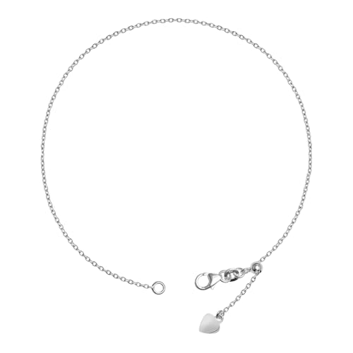Tobillera para mujer de plata ley 925 ligera tipo cadena de eslabones con cuentas fina