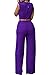 Pink Queen Women's Purple Deep v Neck Loose Long Belted Jumpsuits Rompers L Purple Large