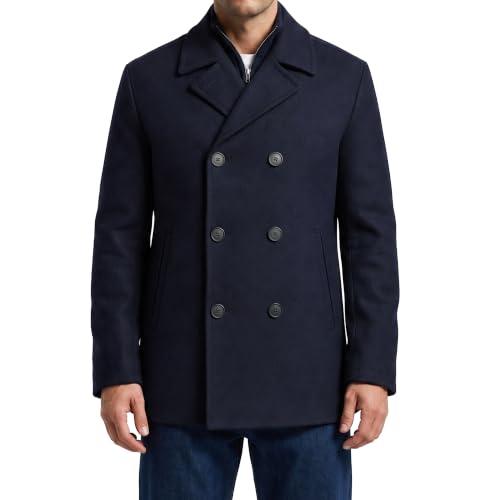 Image of Nautica Men's Wool Blend Peacoat - Double-Breasted Winter Coat, Regular, Big & Tall Sizes