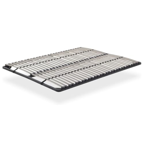 Mon Mobilier Design Ortho Sommier à Lattes en Acier avec Bande stabilisatrice Noir 180x200 cm sans Pieds