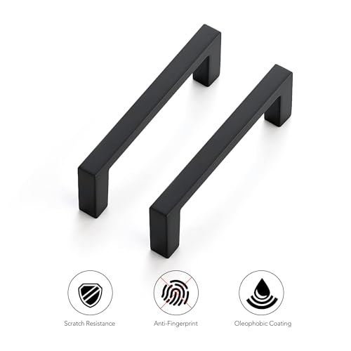 Image of Ravinte 20 Pack Matte Black Cabinet Pulls, 3 Inch (76mm) Hole Center Slim Kitchen Handles, Square Drawer Pulls for Cabinets & Cupboards, Hardware