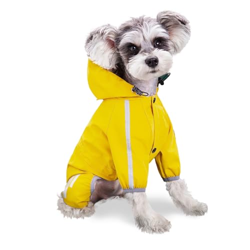 Dog Raincoat Waterproof with Leg,Adjustable Dog Rain Jacket with Reflective Strips Harness Hole,Lightweight Dogs Waterproof Coat Jacket Dog Rain Poncho for Dogs Puppies (Large)