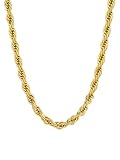 Supcare 6mm Gold Rope Chain Men Thick 22 Inch Gold Chain for Women Non-Tarnish Gold Plated Mens Necklaces