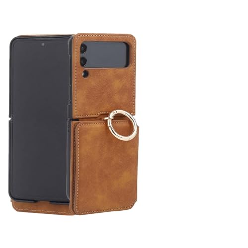 Housse cuir Z Flip4 avec fente carte et coque antichoc toucher doux
