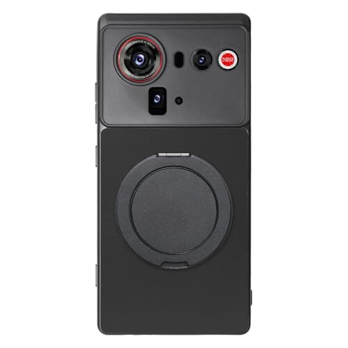 LOOF RING-SHELL �{�v ���U�[ �X�}�z�����O �X�}�z�P�[�X for nubia Z80 Ultra �p �P�[�X �J�o�[ �����O �����O�t�� �X�g���b�v�z�[�� �X�^���h �����h�~ �V���v�� �ϏՌ� ���^ �y�� leather [�u���b�N�V���h�[