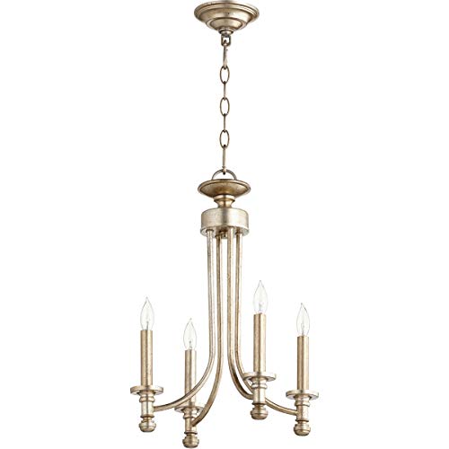 Quorum 6022-4-60 Transitional Four Light Chandelier From Rossington Collection In Pewter, Nickel, Silver Finish, #TOP21