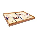 Point Games Tabletop Slap Shot Hockey Game - Super Durable Large Wooden Board With 2 Sticks and Pucks - Great Family Game for Ages 5+
