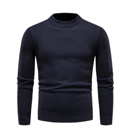 Men's O-Neck Solid Pullover Sweater Casual Long Sleeve Slim Fit Knitted Warm Minimalist Tops