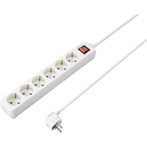 Sygonix SY-4891008 Steckdosenleiste mit Schalter 6fach Weiß Schutzkontakt 1 St.