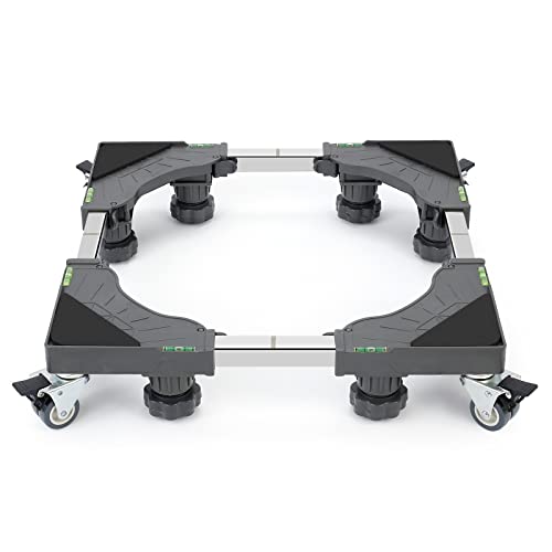 W B D WEIBIDA 4 Wheels Washing Machine Stand With Lock, Lifting Capacity 200KG Washing Machine Base, Adjustable Width 40-62cm, Height 11cm Trolley For Washing Machine, Dryer, Refrigerator