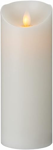 Fire Tek - Vela de pilar sin llama de 3 x 8 pulgadas, 1 vela LED programable, llama bailarina, para el hogar, bodas y fiestas, vela blanca de pilar