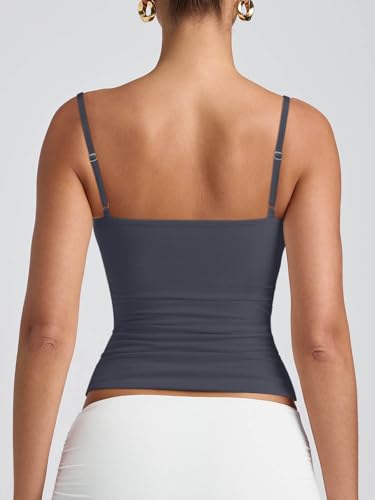Image of PINKMSTYLE Women's Basic Double Lined Scoop Neck Tank Tops Adjustable Cami Tank Summer Sleeveless Tops
