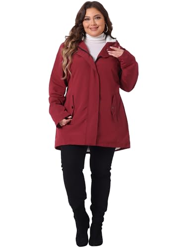 Agnes Orinda Plus Size Coat for Women Faux Lamb Fur Leather Button Down Long Sleeve Hoodie Jacket Outerwear with Pockets3