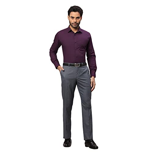 Image of Park Avenue Men's Polyester Blend Dobby Pattern Smart Fit Flat Front Formal Trouser