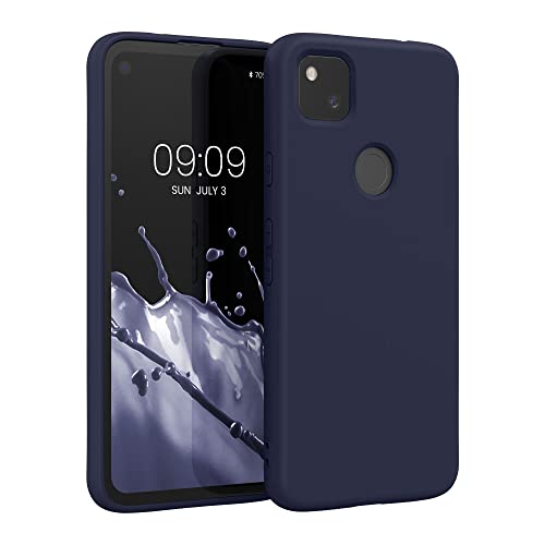 kwmobile Housse Compatible avec Google Pixel 4a Coque - Housse de téléphone Souple et Fine en TPU Silicone - Bleu foncé
