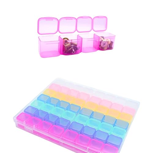 Generic Aufbewahrungsbox für Diamant Painting Zubehör, 56 Fächer, Kunststoff, 21 x 17 x 2.6 cm