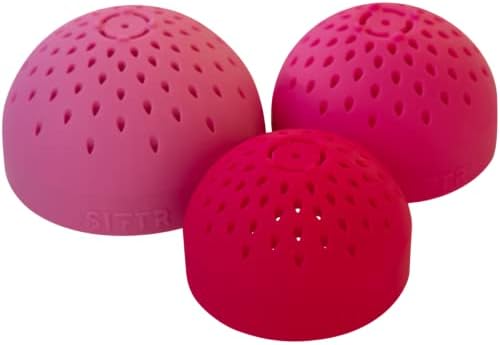 SIFTR (PINK) Nesting Can Strainer Mini Colander Set - Space Saving Small Colanders and Strainers - Multi Use Kitchen Gadget - Silicone Can Strainer