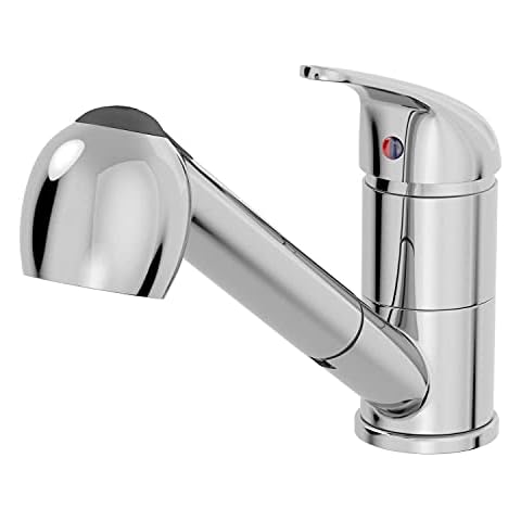 Kitchen Mixer Tap Pull Out Handheld Spray Round Single Lever Chrome Cover